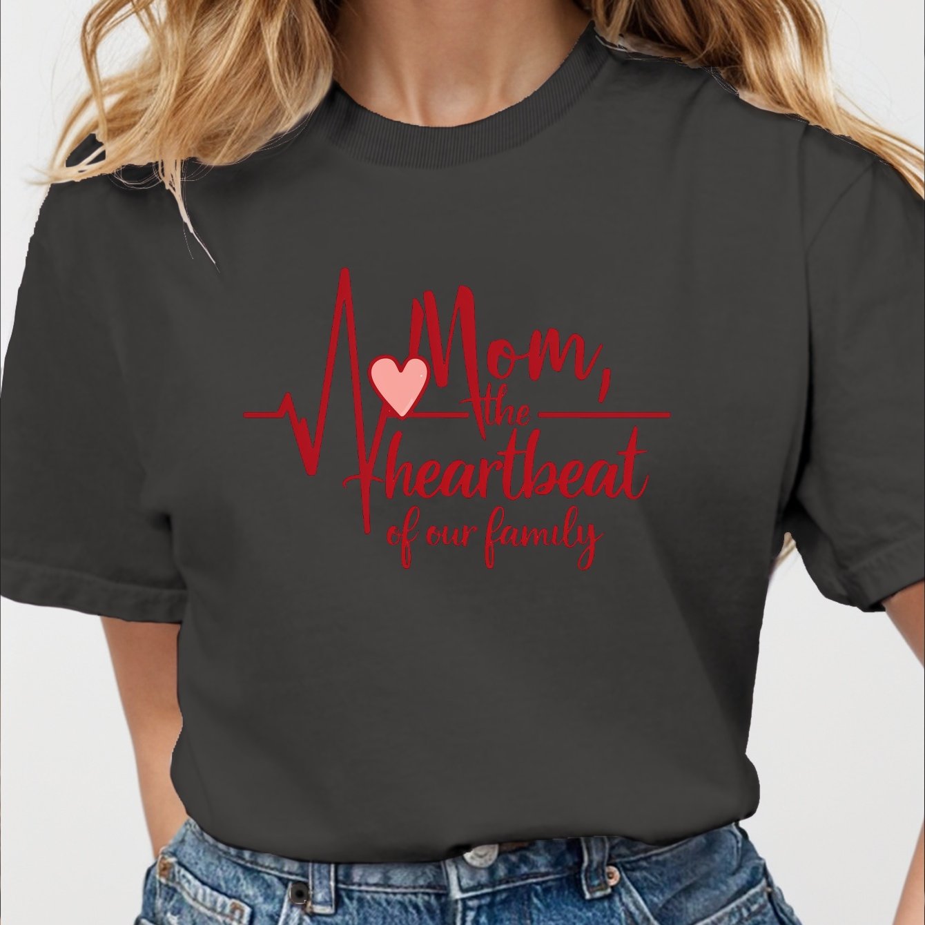 Mom heartbeat pure cotton women's Tshirt comfort fit