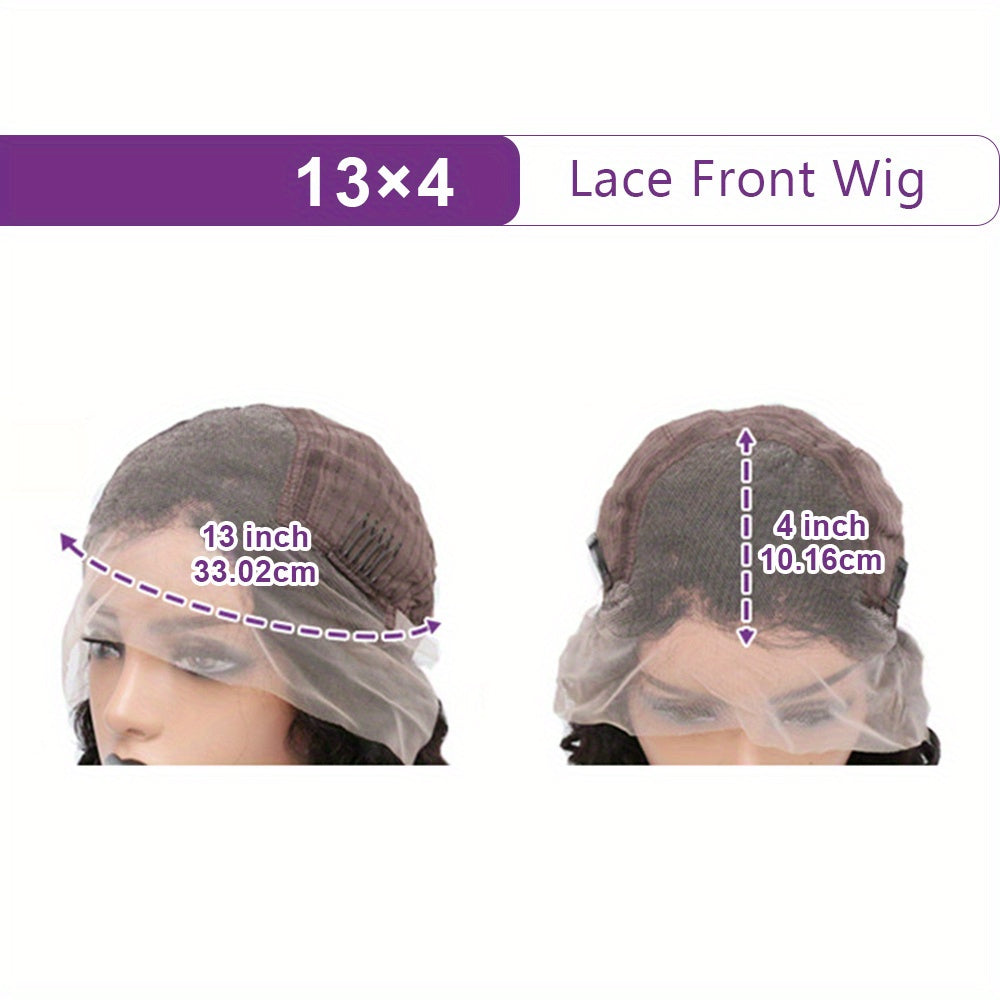 200% Density Human Hair Wig - Long Deep Wave & Curly Style - 13x4 Lace Front with Natural Hairline, Baby Hair & Pre-Plucked for Ultra Realism