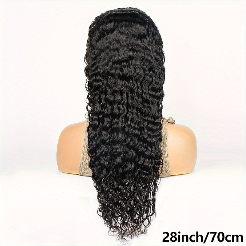 200% Density Human Hair Wig - Long Deep Wave & Curly Style - 13x4 Lace Front with Natural Hairline, Baby Hair & Pre-Plucked for Ultra Realism