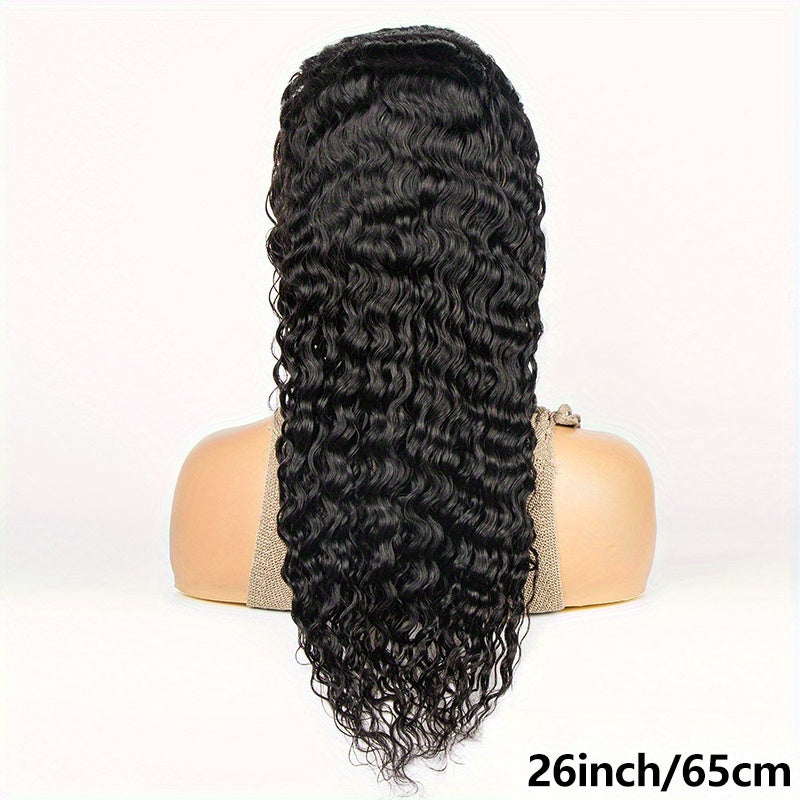 200% Density Human Hair Wig - Long Deep Wave & Curly Style - 13x4 Lace Front with Natural Hairline, Baby Hair & Pre-Plucked for Ultra Realism