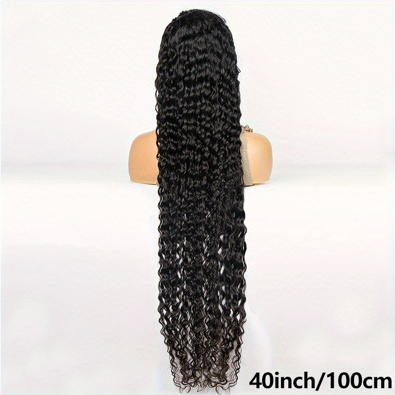 200% Density Human Hair Wig - Long Deep Wave & Curly Style - 13x4 Lace Front with Natural Hairline, Baby Hair & Pre-Plucked for Ultra Realism
