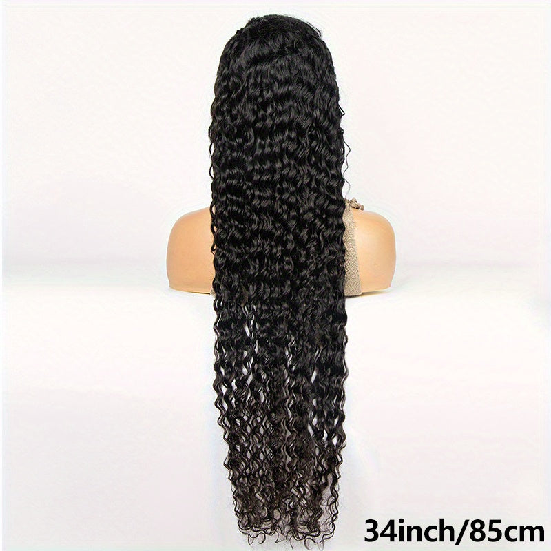 200% Density Human Hair Wig - Long Deep Wave & Curly Style - 13x4 Lace Front with Natural Hairline, Baby Hair & Pre-Plucked for Ultra Realism