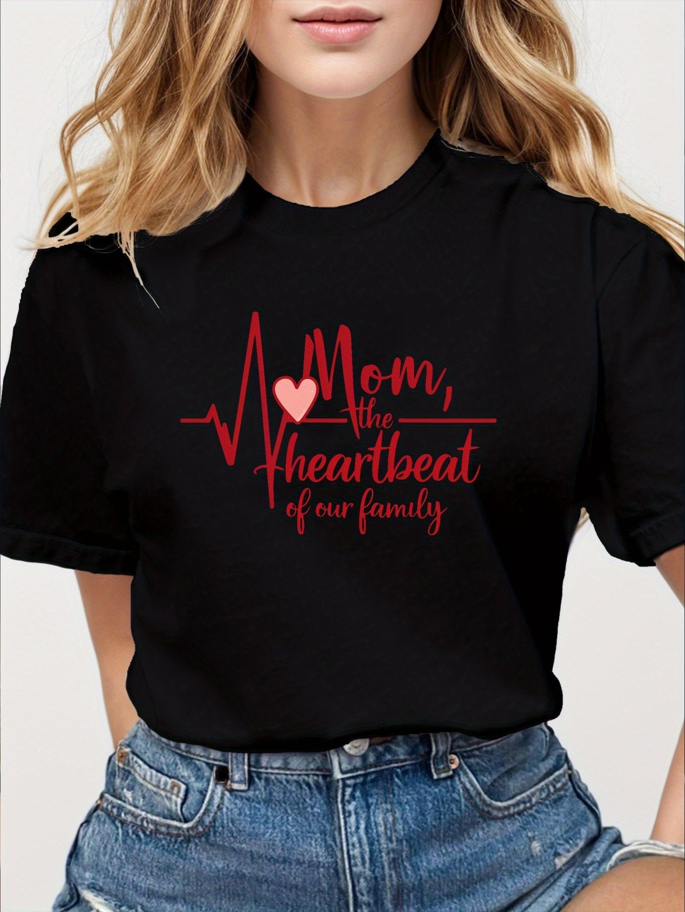 Mom heartbeat pure cotton women's Tshirt comfort fit