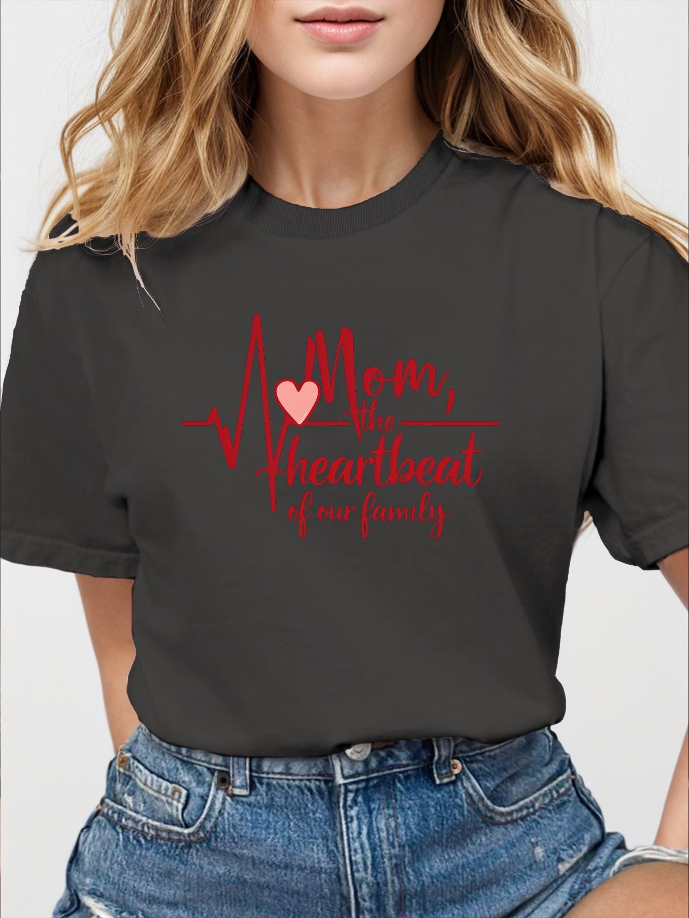 Mom heartbeat pure cotton women's Tshirt comfort fit