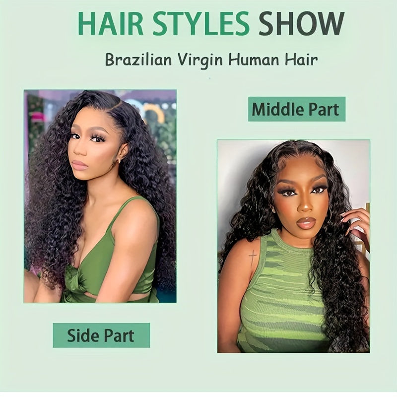 200% Density 13x6 HD Lace Front Wig Human Hair - Glueless Deep Wave Pre-Plucked Put On & Go Wig for, Stylish Hair Replacement | Deep Wave Wig | Human Hair Wig