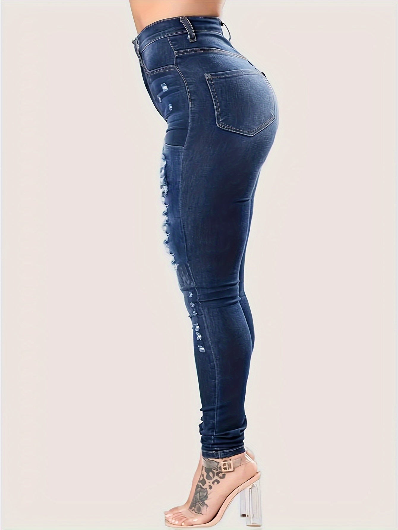 Plus Size Curve-Hugging Jeans - Ultra-Comfortable Casual Style with Fashionable Ripped Details, Skinny Fit, High-Rise Design, Stretchy Denim and Maximum Flexibility - Designed Specifically for Women with Curvy Figures, Plus S