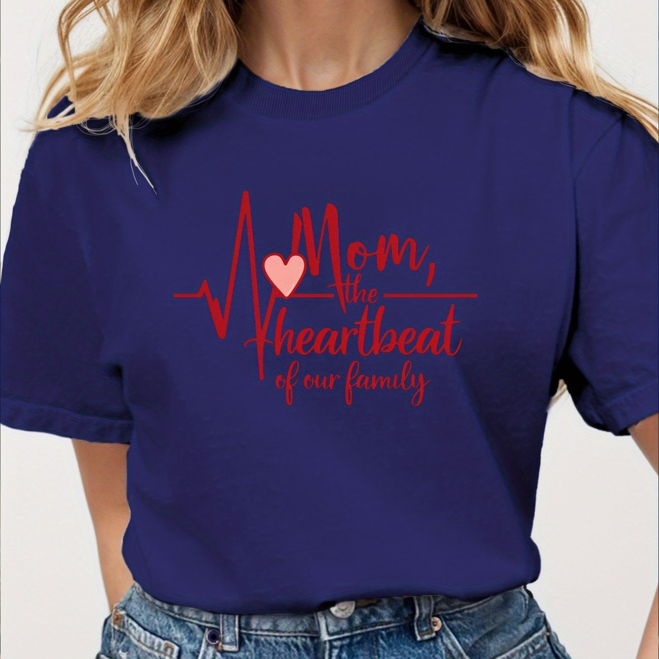 Mom heartbeat pure cotton women's Tshirt comfort fit