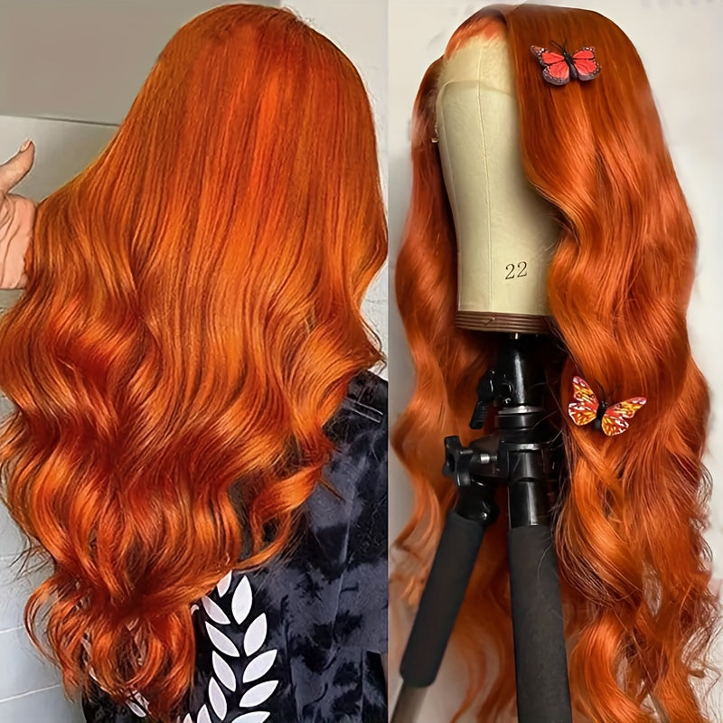 Ginger Orange Short Bob Wig Human Hair 4x4 Lace Front Pre-Plucked 150% Density Body Wave Wigs for Women - Natural Look & Versatile Styling, Short Hair Wig
