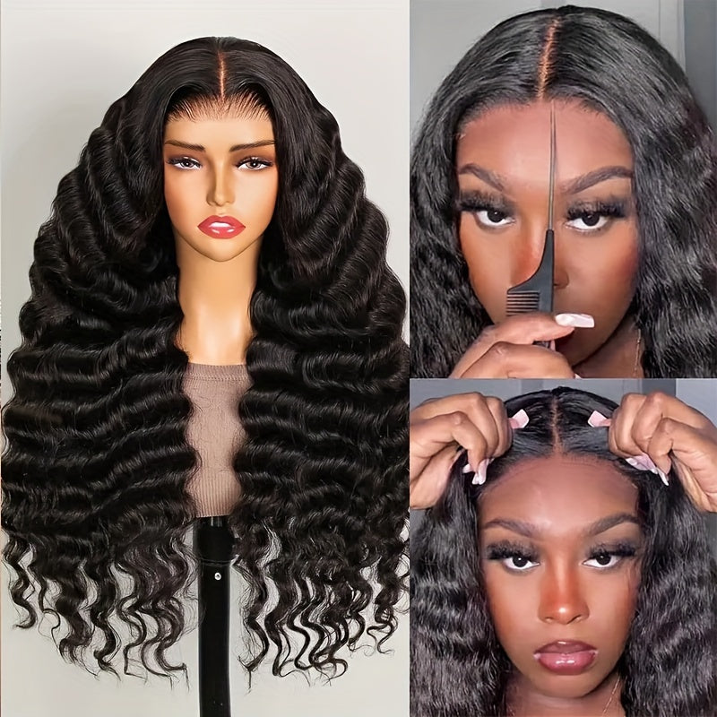 200% Density 13x6 HD Lace Front Wig Human Hair - Glueless Deep Wave Pre-Plucked Put On & Go Wig for, Stylish Hair Replacement | Deep Wave Wig | Human Hair Wig