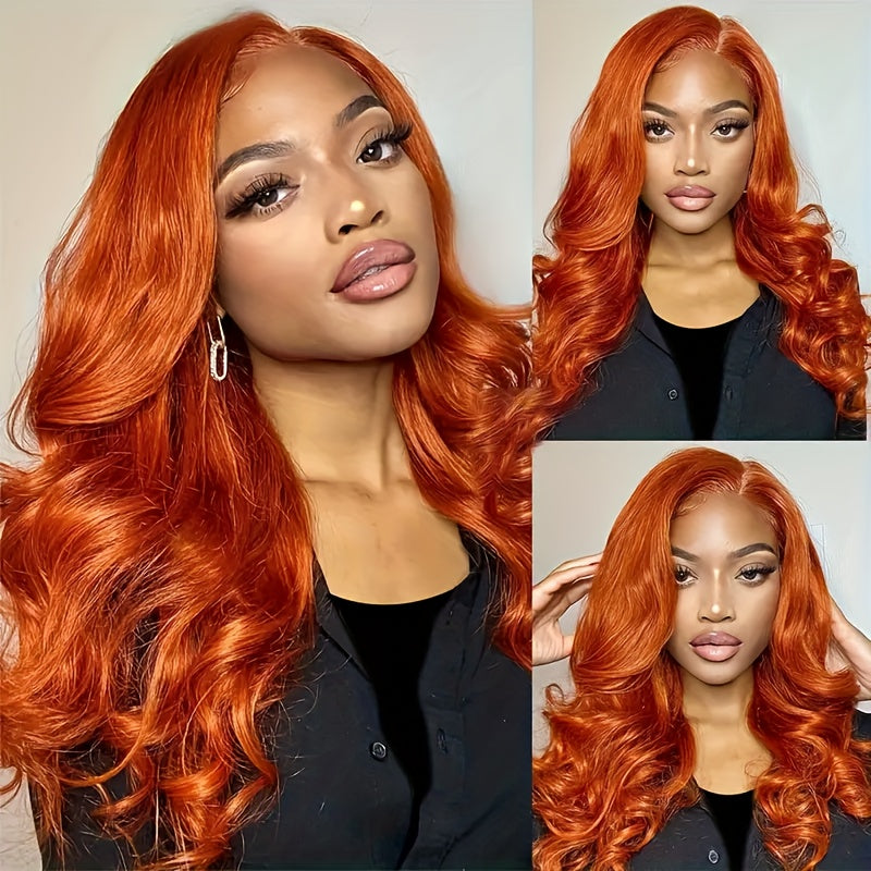 Ginger Orange Short Bob Wig Human Hair 4x4 Lace Front Pre-Plucked 150% Density Body Wave Wigs for Women - Natural Look & Versatile Styling, Short Hair Wig