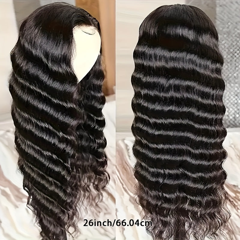 200% Density 13x6 HD Lace Front Wig Human Hair - Glueless Deep Wave Pre-Plucked Put On & Go Wig for, Stylish Hair Replacement | Deep Wave Wig | Human Hair Wig