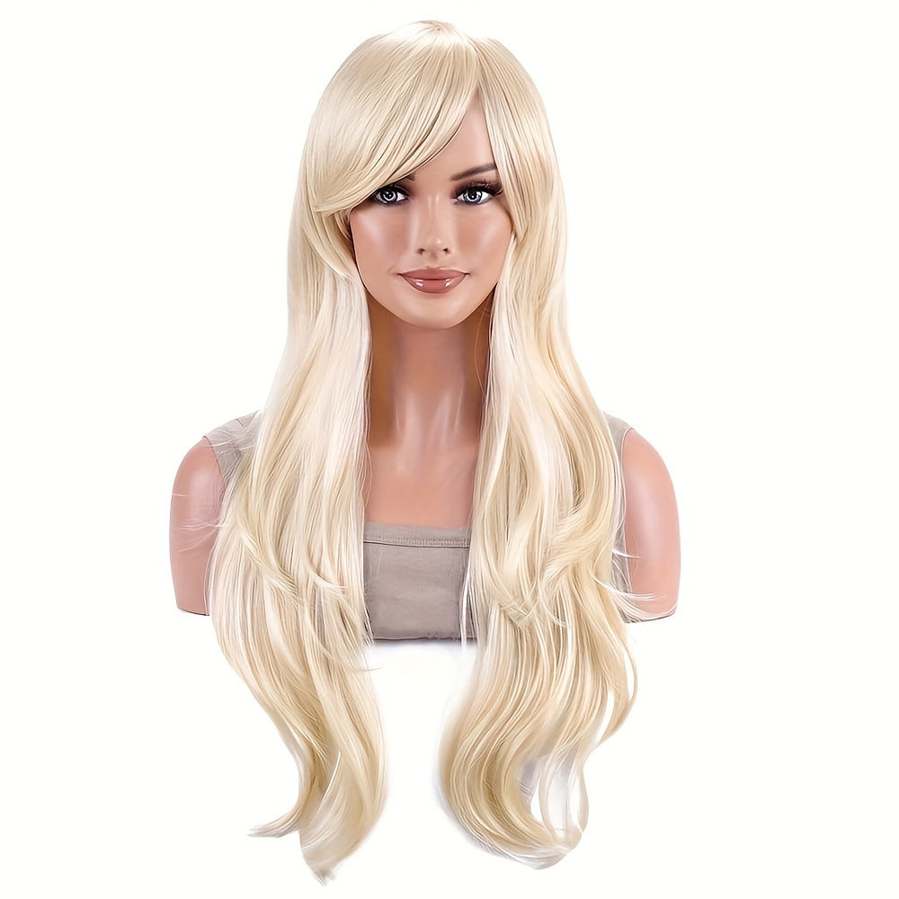 Long Wave Curly Hair Wig, Multi-colored Long Fluffy Natural Fashion Curly Hair Wig With Fringe Synthetic Full Curly Hair Wig Cosplay Party Dress Wig for Everyday Use Wig