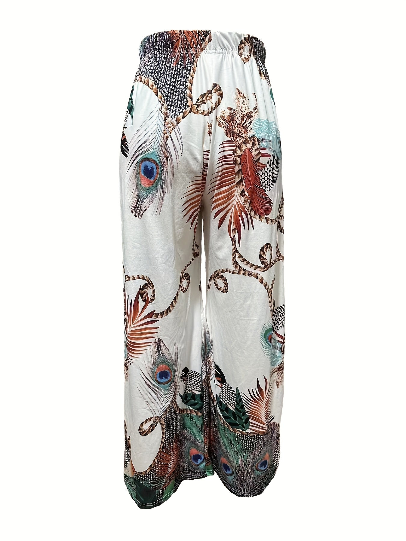 2023 Fashion Peacock Single-Sided Brushed Printed Long Pants