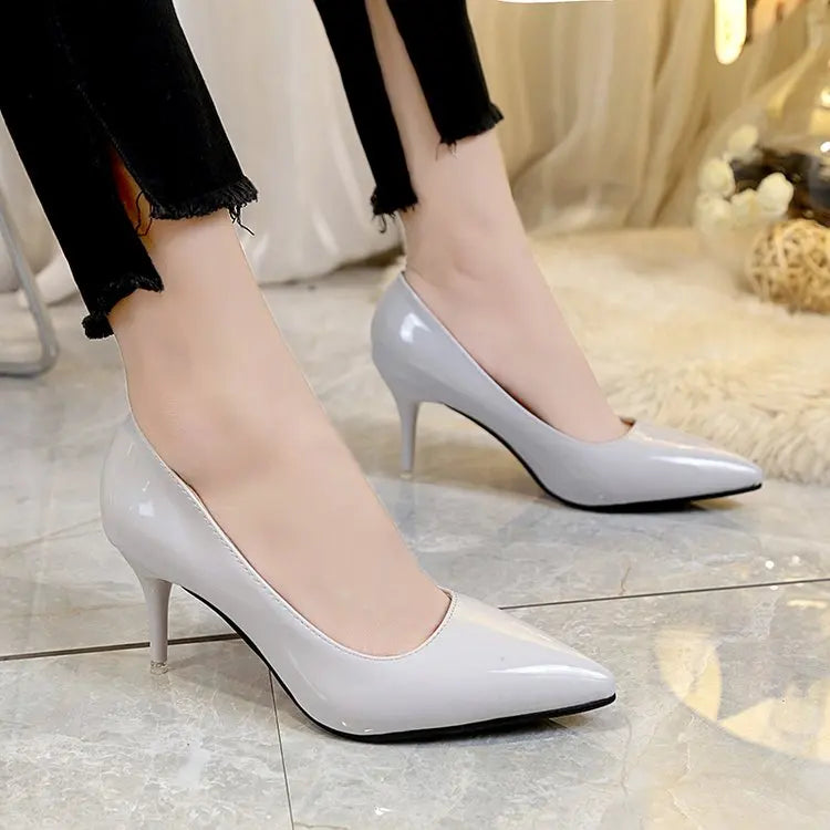 Aphixta Shoes Woman 7cm Or 10cm High Heel Pumps Red Thin Heels Women Shoes Wedding Party Leisure Nude Super Big Szie 48