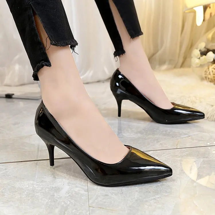 Aphixta Shoes Woman 7cm Or 10cm High Heel Pumps Red Thin Heels Women Shoes Wedding Party Leisure Nude Super Big Szie 48