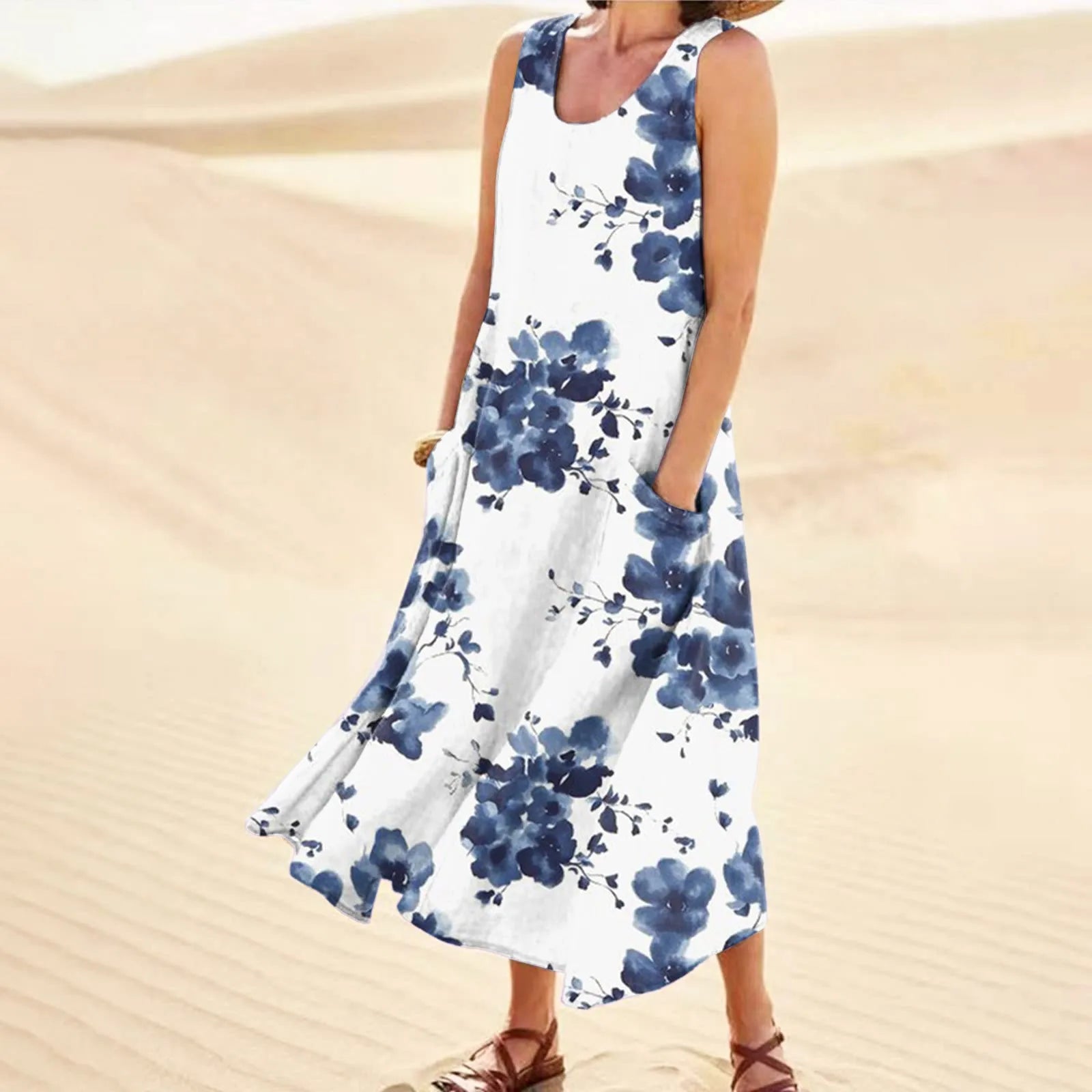 Long Printed Pullover Tank Dr Street Sle Svel Summer Evening Gown mid Waist Other Material 00% Other Pattern