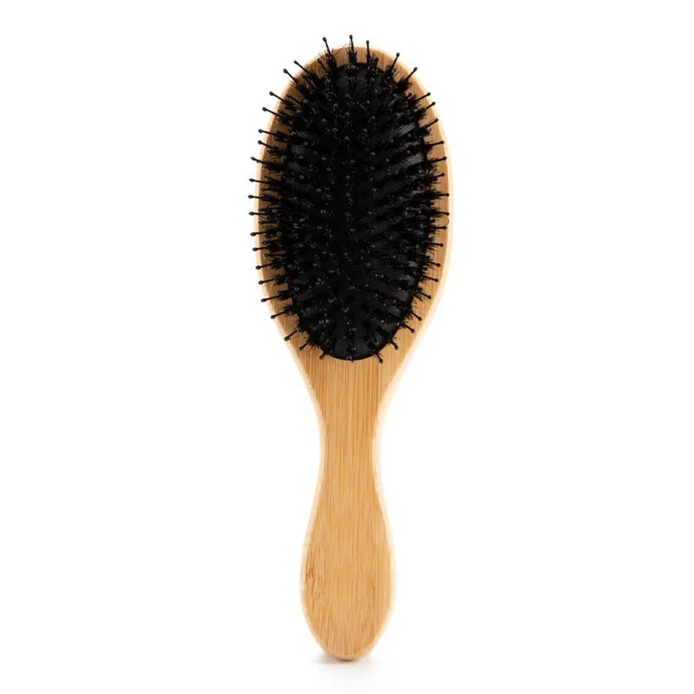 Natural Bamboo Comb Boar Bristle Hair Brush Portable Wooden Air Cushion Comb Scalp Detangler Haircomb Salon Styling Hair Tools