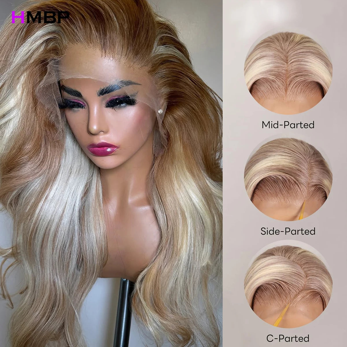 Highlights Blonde Glueless Wigs Human Hair Body Wave 13x6 HD Lace Frontal Wig Human Hair Preplucked Wear And Go Wig 400 Density