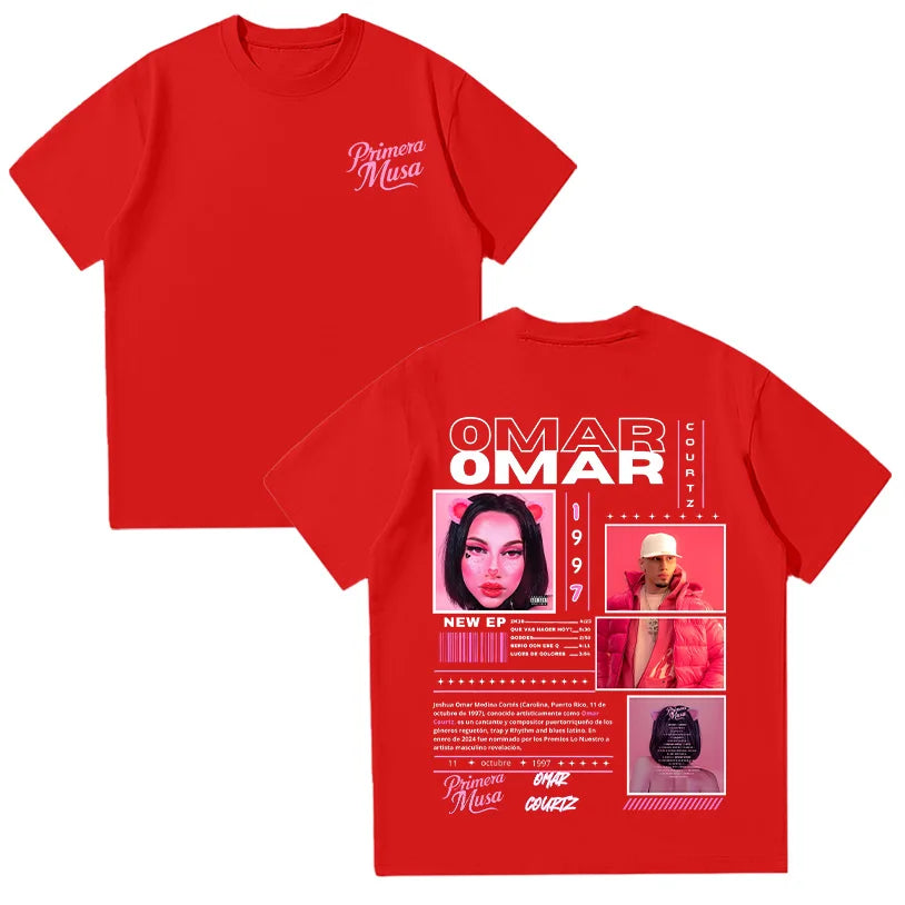 Rapper Omar Courtz T-shirts Omar Courtz Primera Musa 2025 Graphic T Shirts Men Women Vintage 90s Hip Hop Tees Summer Cotton Tops
