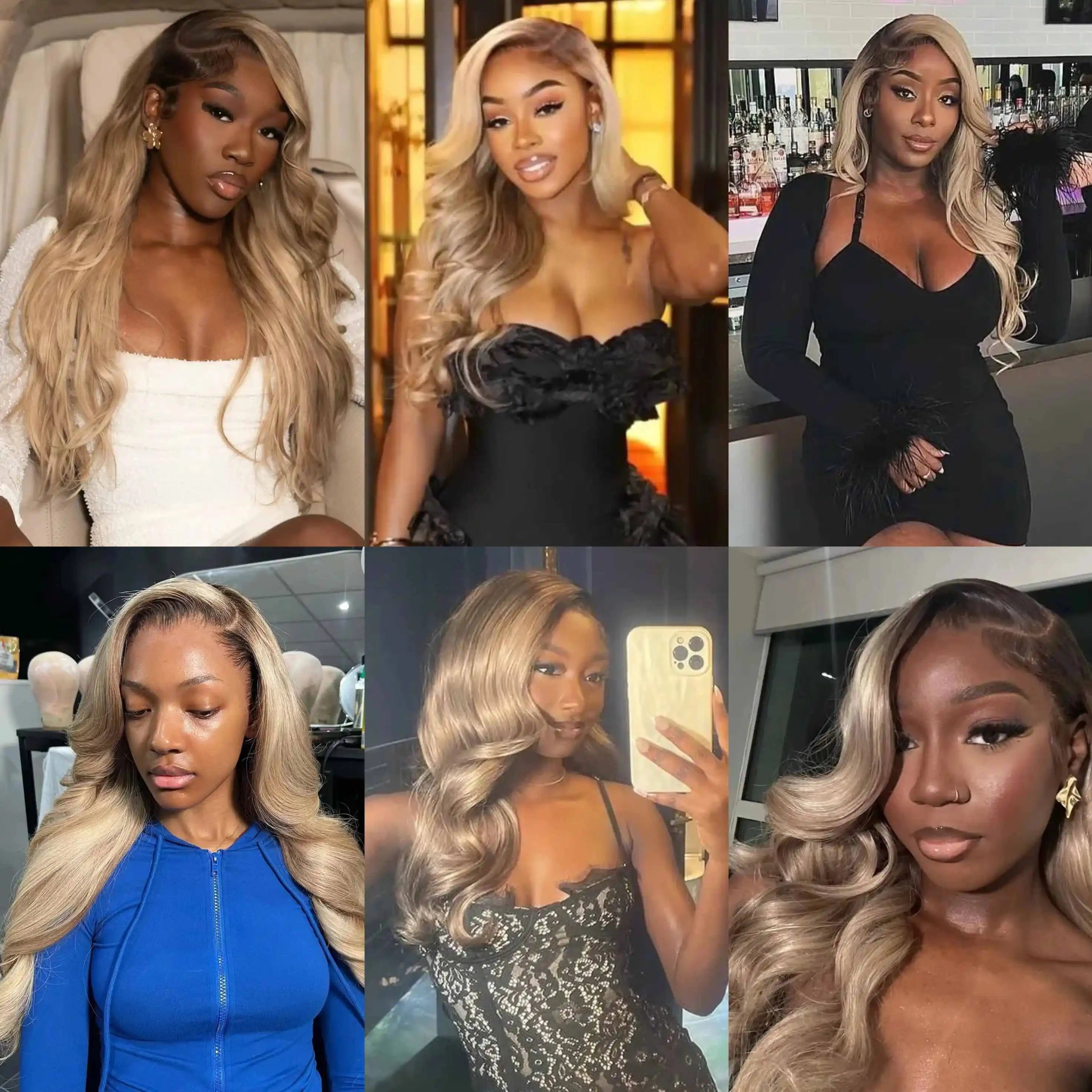 Brown Roots Ash Blonde Body Wave Lace Frontal Wig 13x6 Ombre Ash Blonde Human Hair Wigs HD Transparent Lace Front Wig
