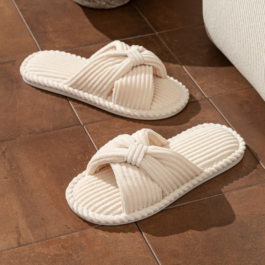 Bow Fashion Women's Slippers Indoor Bedroom Soft Sole Exquisite Exposed Toe Dry Lightweight Comfortable Home Shoes