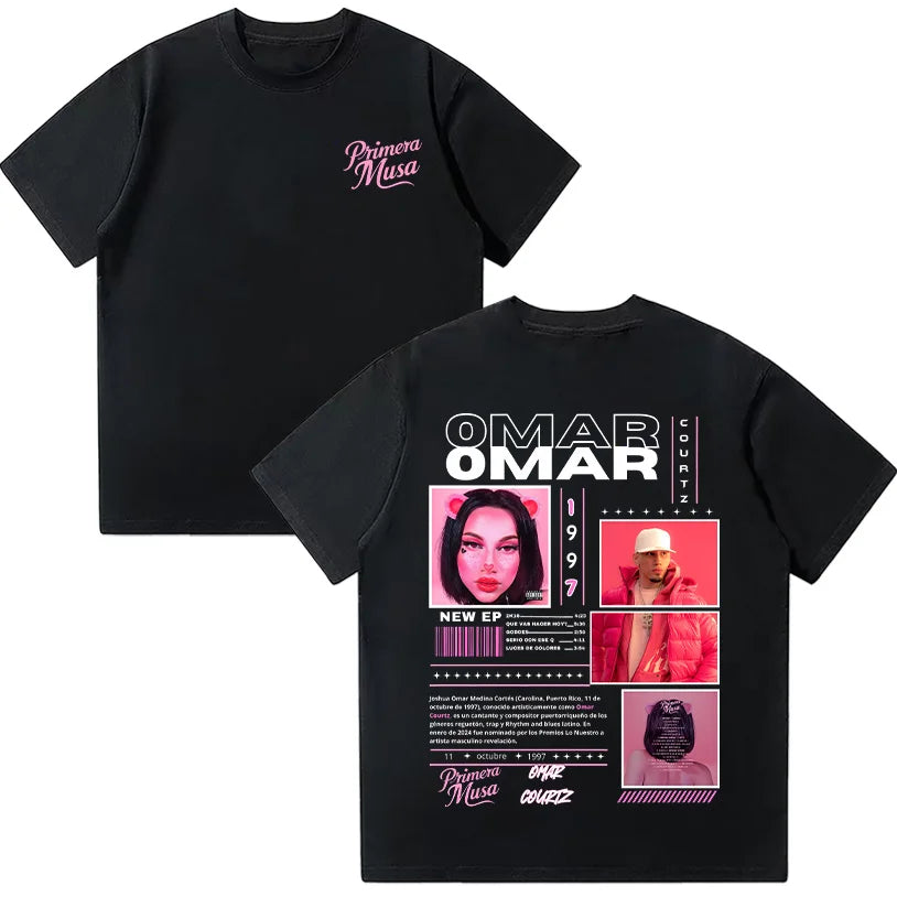 Rapper Omar Courtz T-shirts Omar Courtz Primera Musa 2025 Graphic T Shirts Men Women Vintage 90s Hip Hop Tees Summer Cotton Tops