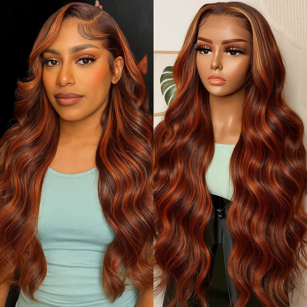 P4/350 Ombre human hair wigs 5x5 Lace Front Wig human hair wigs glueless wig Blonde Highlight Wig Body Wave Wigs Of Colors