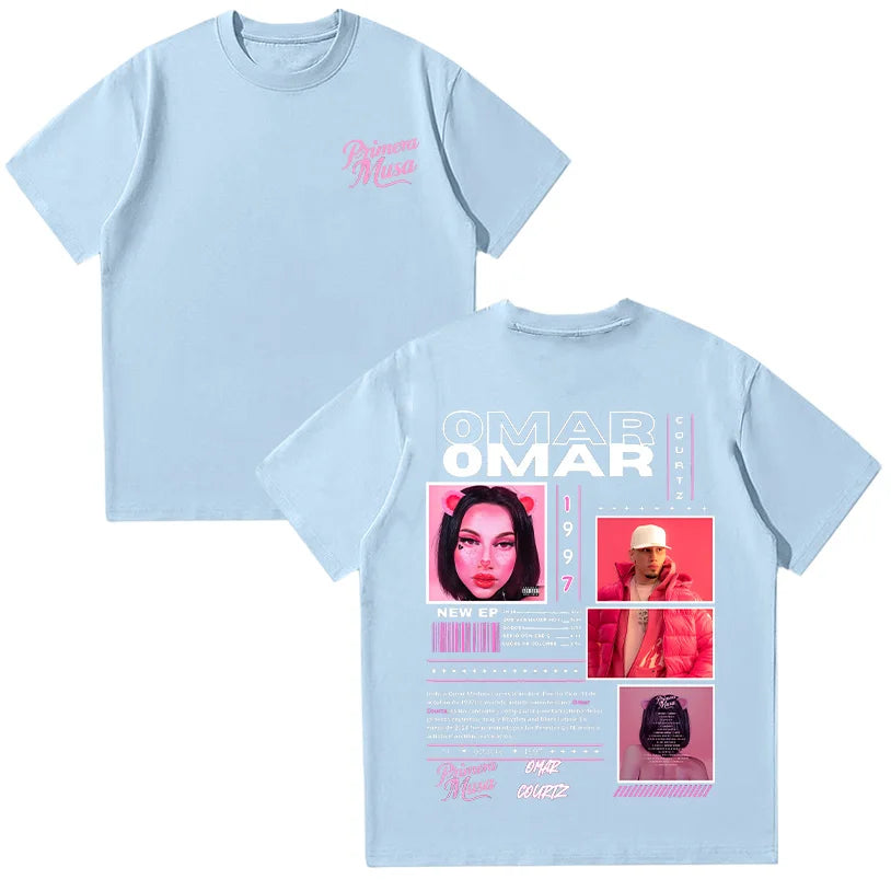 Rapper Omar Courtz T-shirts Omar Courtz Primera Musa 2025 Graphic T Shirts Men Women Vintage 90s Hip Hop Tees Summer Cotton Tops