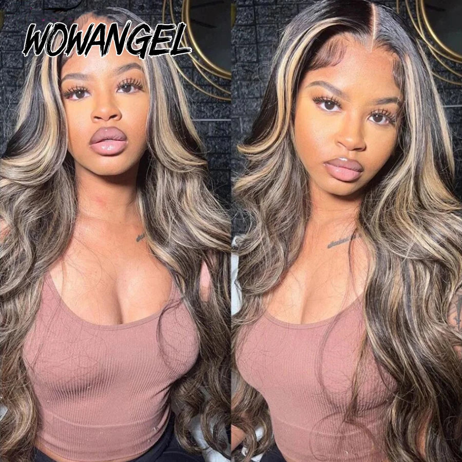 Wow Angel 34inch Highlight Body Wave Wigs 5X5 HD Lace Closure Wig Honey Blonde 250% Glueless Wig Human Hair Ready to Wear Wigs