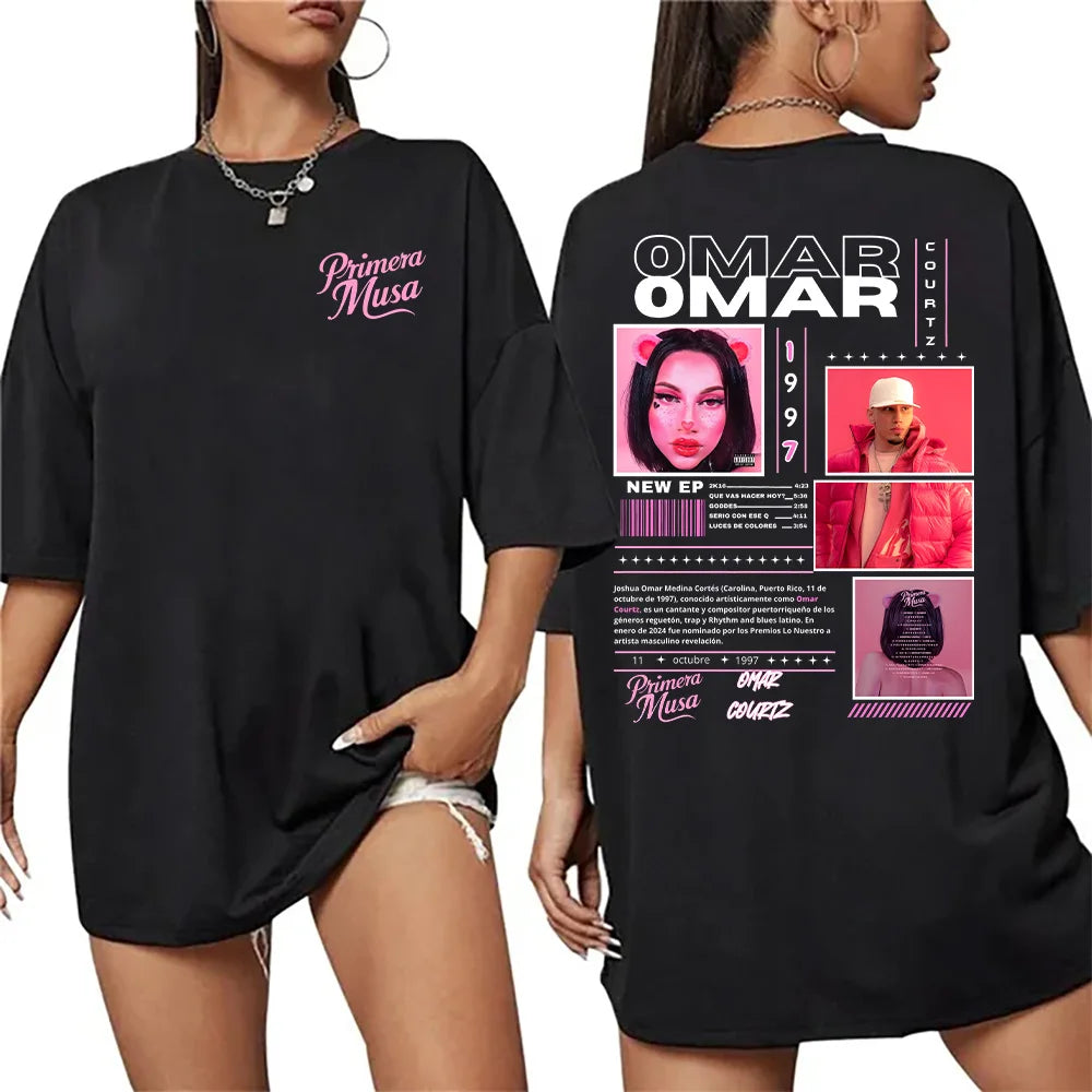 Rapper Omar Courtz T-shirts Omar Courtz Primera Musa 2025 Graphic T Shirts Men Women Vintage 90s Hip Hop Tees Summer Cotton Tops