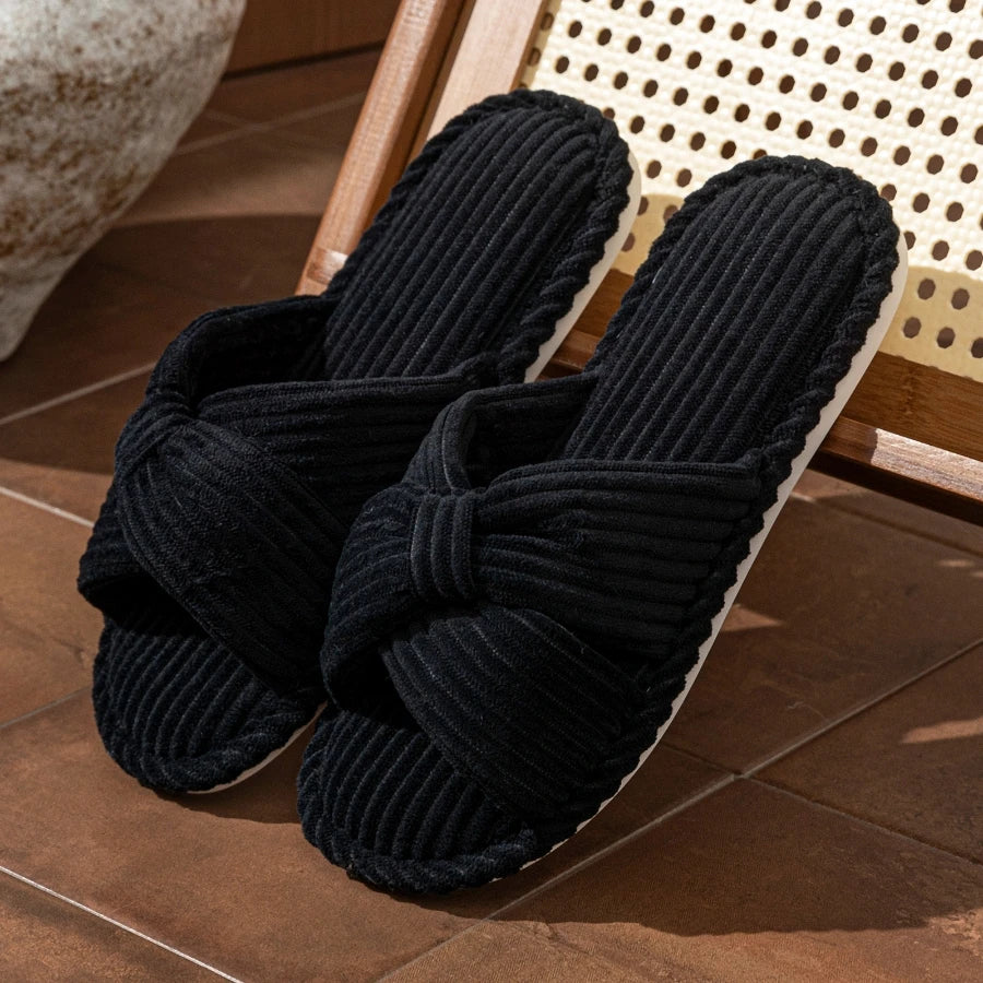 Bow Fashion Women's Slippers Indoor Bedroom Soft Sole Exquisite Exposed Toe Dry Lightweight Comfortable Home Shoes