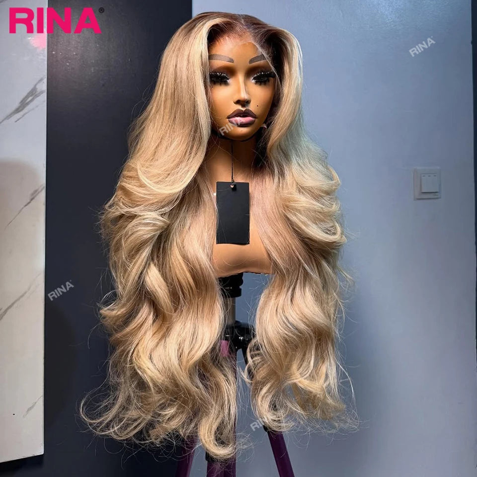 Dark Root Blonde 13x6 13x4 Hd Lace Frontal Wig Human Hair Ombre Colored Ombre Blonde Human Hair Wigs Body Wave For Women 5x5