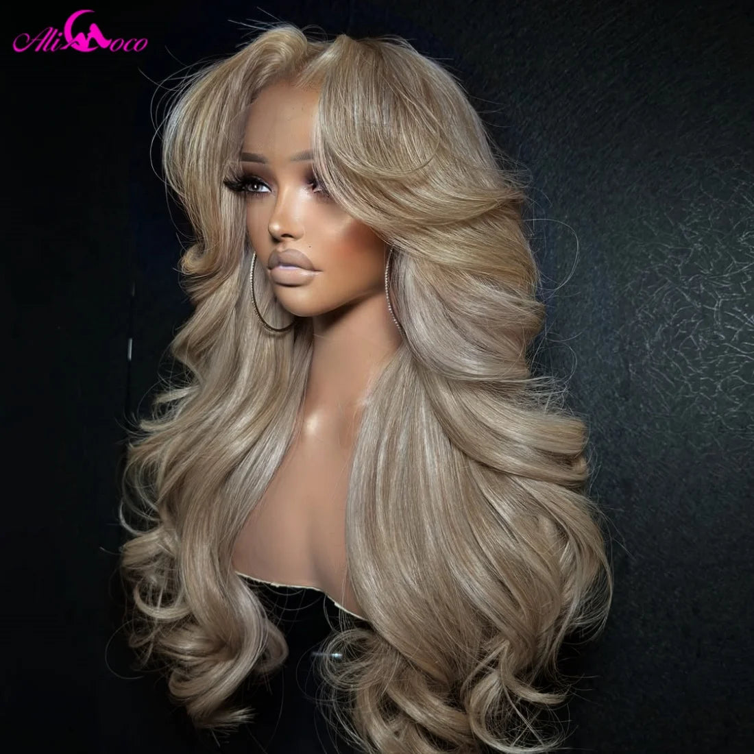 180 Density Ash Blonde Body Wave Human Hair Wigs with Baby Hair 13X6 Transparent Lace Front Wig Pre Plucked Pure for Women