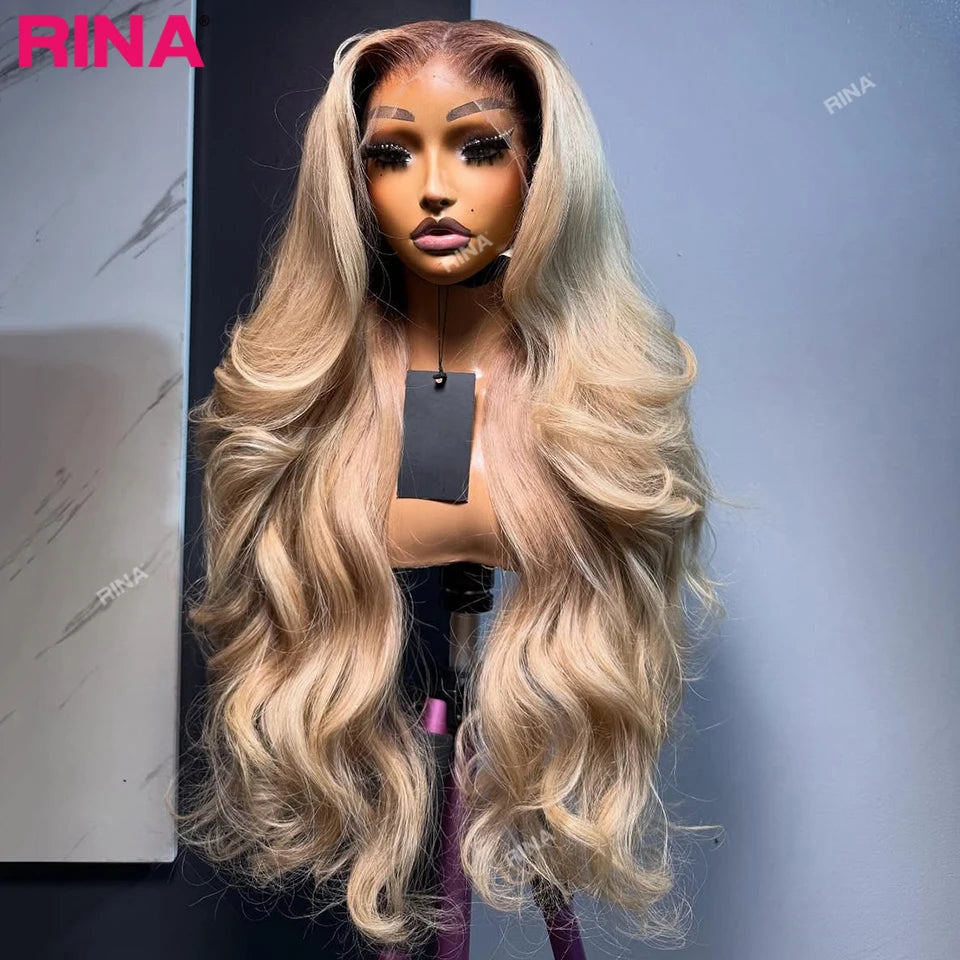Dark Root Blonde 13x6 13x4 Hd Lace Frontal Wig Human Hair Ombre Colored Ombre Blonde Human Hair Wigs Body Wave For Women 5x5
