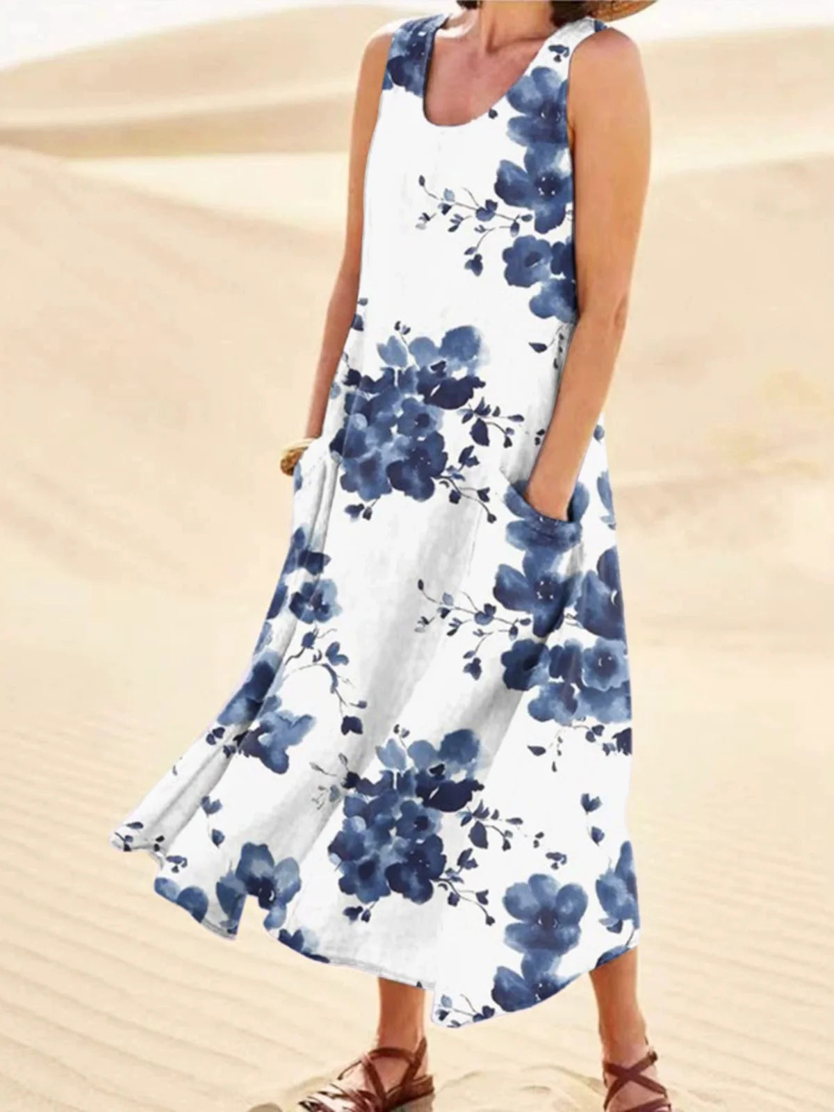 Long Printed Pullover Tank Dr Street Sle Svel Summer Evening Gown mid Waist Other Material 00% Other Pattern