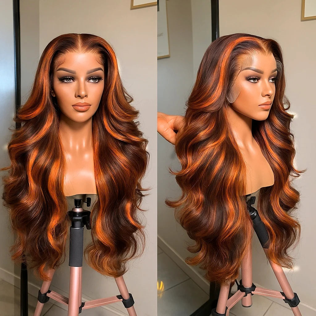 P4/350 Ombre human hair wigs 5x5 Lace Front Wig human hair wigs glueless wig Blonde Highlight Wig Body Wave Wigs Of Colors