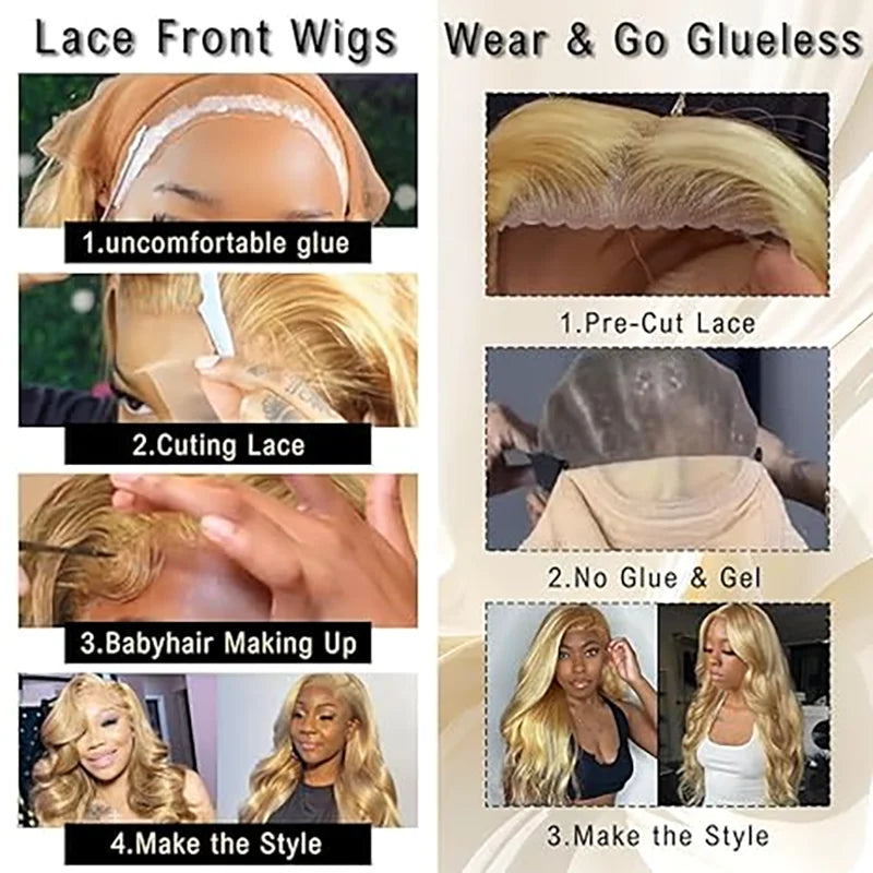 ISEE Hair #27 Colored Body Wave Human Hair Wigs Wear And Go Pre Cut Pre Plucked Glueless Wig Honey Blond Lace Front Wigs