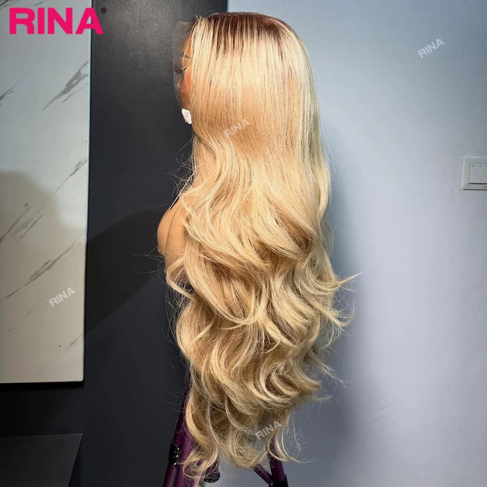 Dark Root Blonde 13x6 13x4 Hd Lace Frontal Wig Human Hair Ombre Colored Ombre Blonde Human Hair Wigs Body Wave For Women 5x5