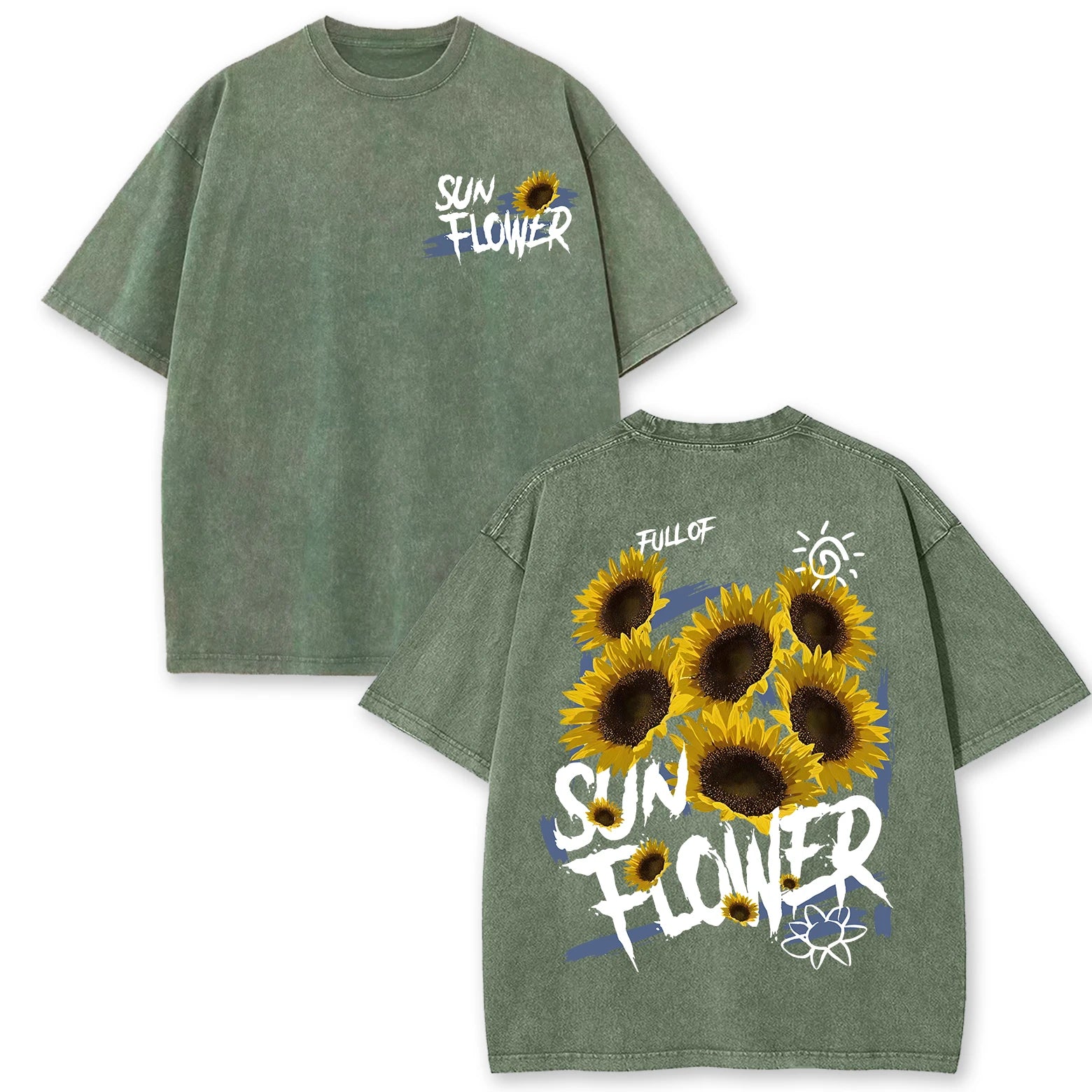 Lift Is Good Beautiful Sunflower Print Washed T Shirts Women Soft Cotton T-Shirt Street Creative Short Sleeve Summer Casual Tops