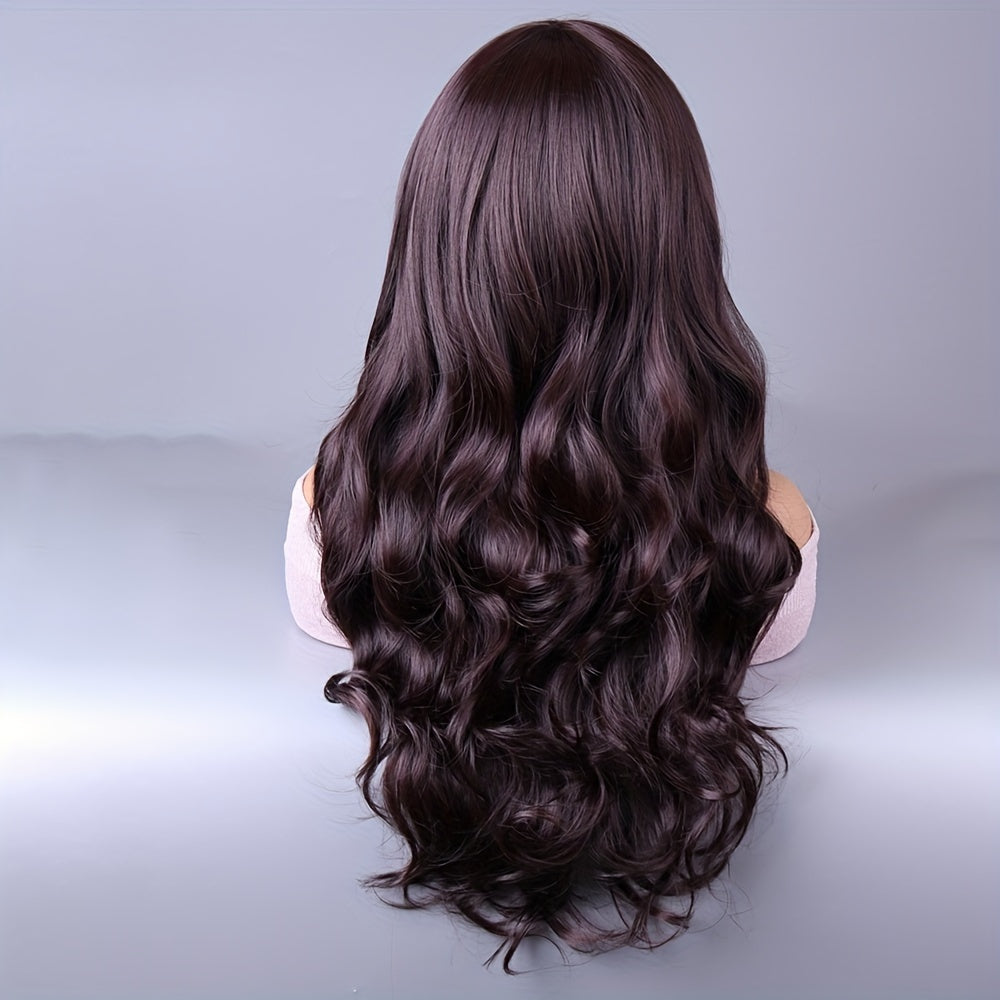 Long Wave Curly Hair Wig, Multi-colored Long Fluffy Natural Fashion Curly Hair Wig With Fringe Synthetic Full Curly Hair Wig Cosplay Party Dress Wig for Everyday Use Wig