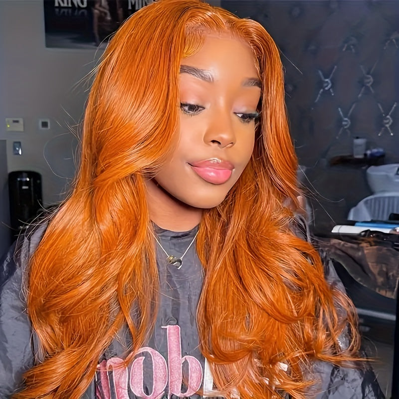 Ginger Orange Short Bob Wig Human Hair 4x4 Lace Front Pre-Plucked 150% Density Body Wave Wigs for Women - Natural Look & Versatile Styling, Short Hair Wig