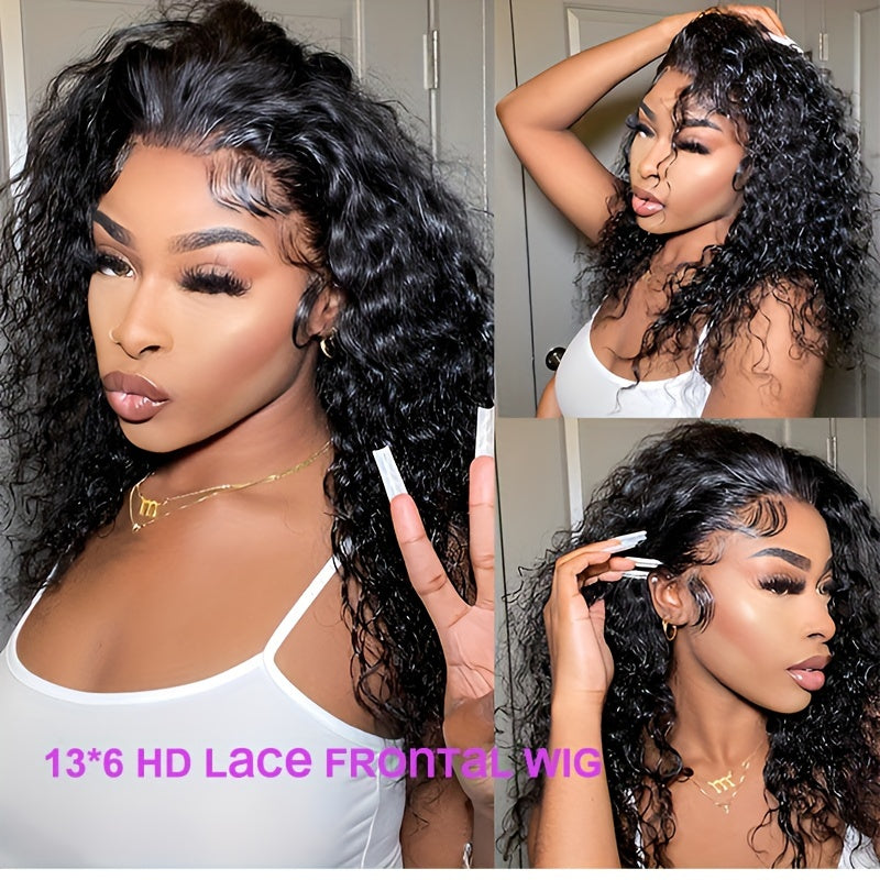 200% Density 13x6 HD Lace Front Wig Human Hair - Glueless Deep Wave Pre-Plucked Put On & Go Wig for, Stylish Hair Replacement | Deep Wave Wig | Human Hair Wig