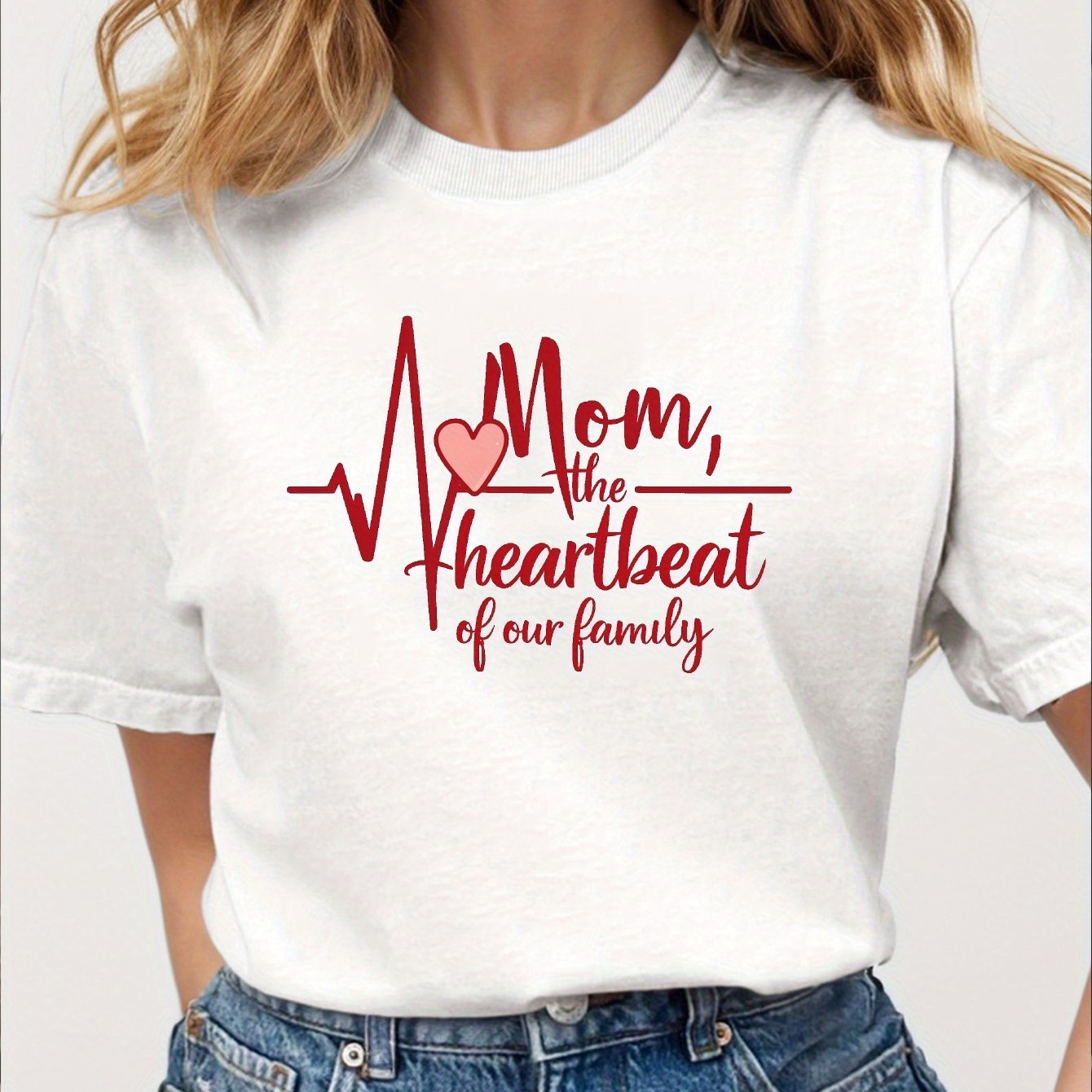 Mom heartbeat pure cotton women's Tshirt comfort fit