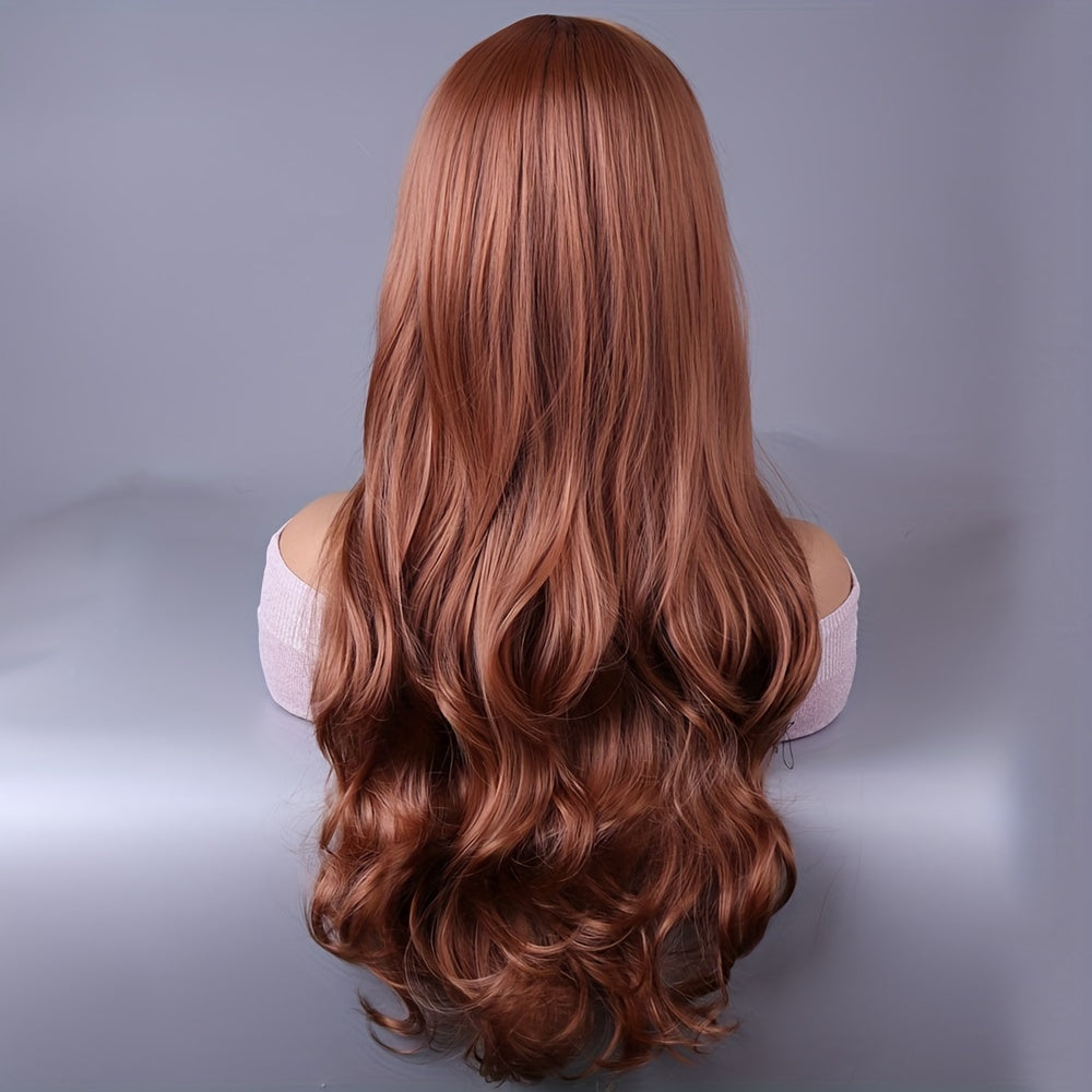 Long Wave Curly Hair Wig, Multi-colored Long Fluffy Natural Fashion Curly Hair Wig With Fringe Synthetic Full Curly Hair Wig Cosplay Party Dress Wig for Everyday Use Wig