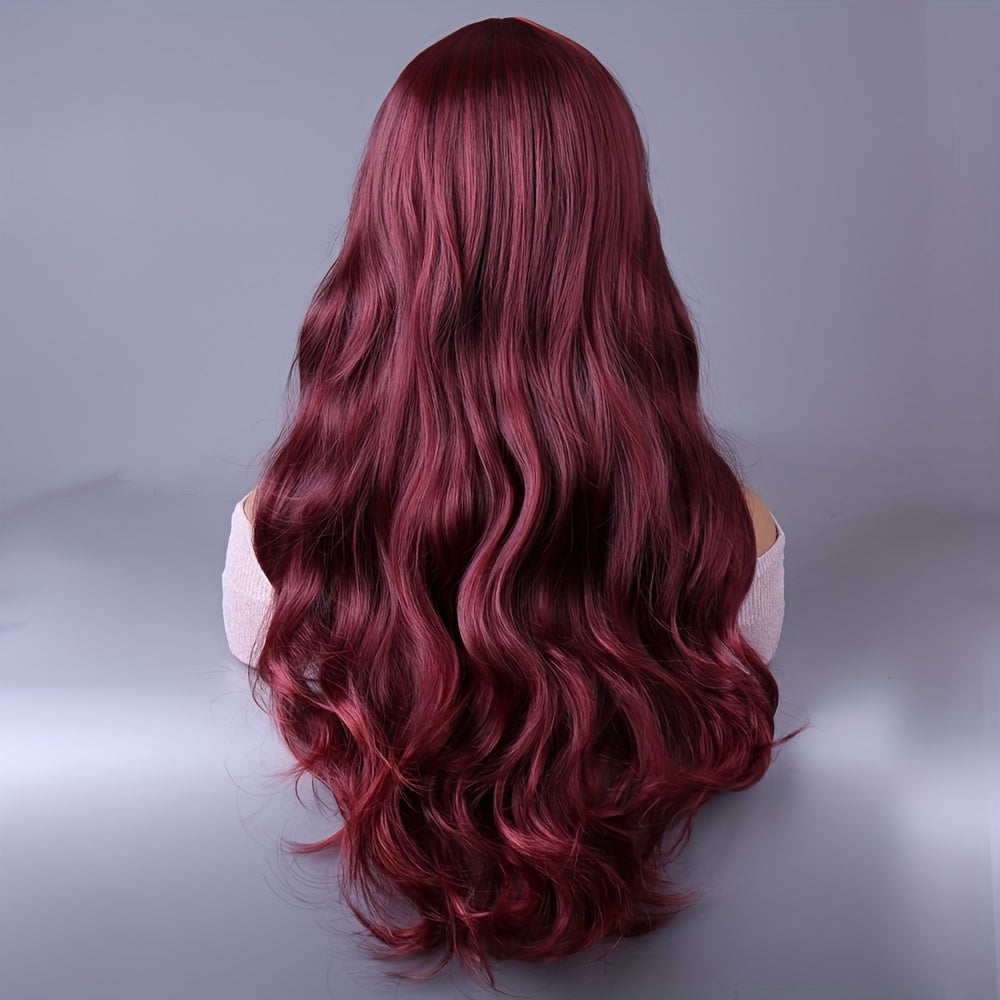 Long Wave Curly Hair Wig, Multi-colored Long Fluffy Natural Fashion Curly Hair Wig With Fringe Synthetic Full Curly Hair Wig Cosplay Party Dress Wig for Everyday Use Wig